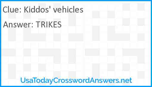 Kiddos' vehicles Answer