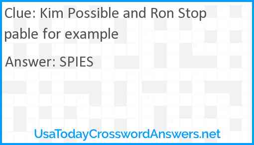 Kim Possible and Ron Stoppable for example Answer