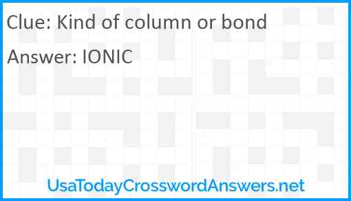 Kind of column or bond Answer