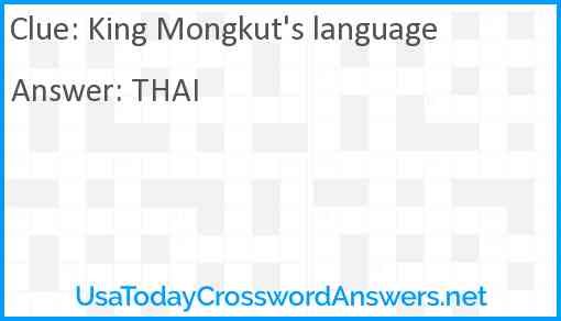 King Mongkut's language Answer