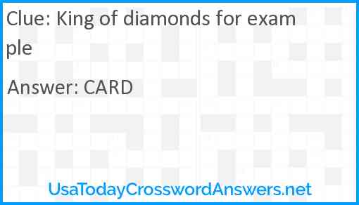 King of diamonds for example Answer