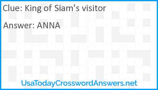 King of Siam's visitor Answer