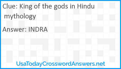 King of the gods in Hindu mythology Answer
