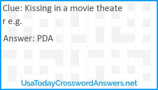 Kissing in a movie theater e.g. Answer