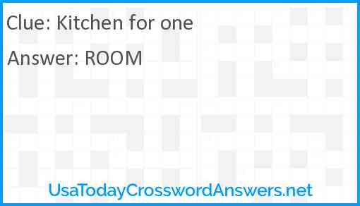 Kitchen for one Answer