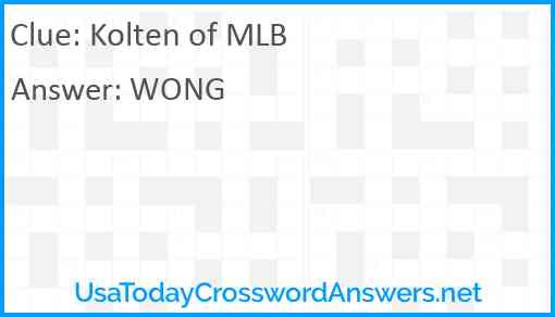 Kolten of MLB Answer