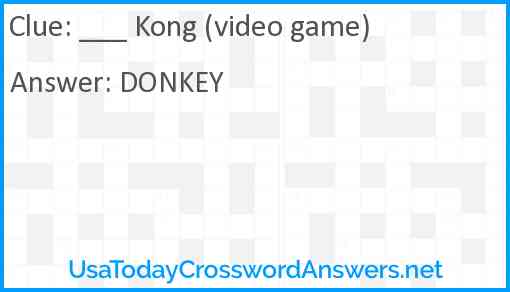 ___ Kong (video game) Answer