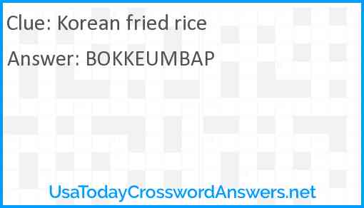 Korean fried rice Answer
