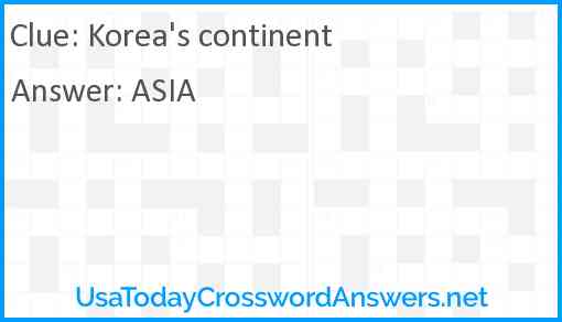 Korea's continent Answer