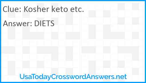 Kosher keto etc. Answer