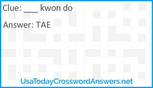 ___ kwon do Answer