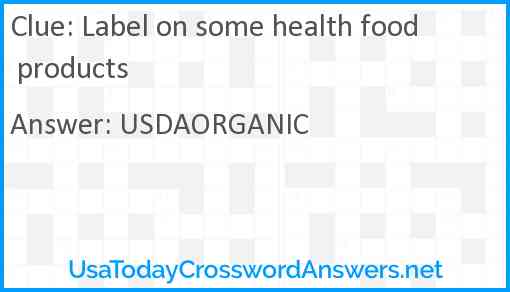 Label on some health food products Answer