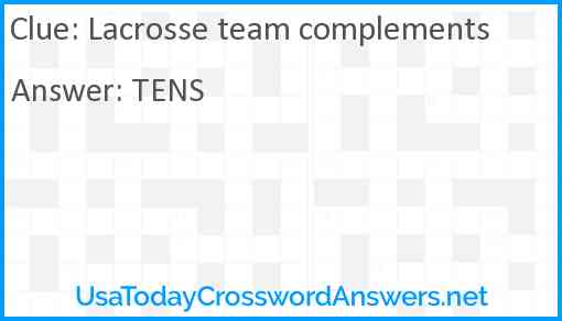 Lacrosse team complements Answer