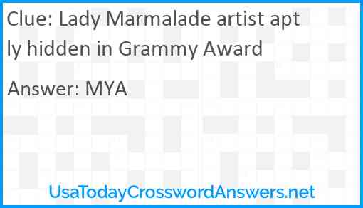 Lady Marmalade artist aptly hidden in Grammy Award Answer