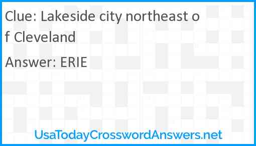 Lakeside city northeast of Cleveland Answer