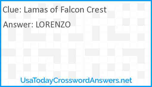 Lamas of Falcon Crest Answer
