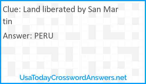 Land liberated by San Martin Answer