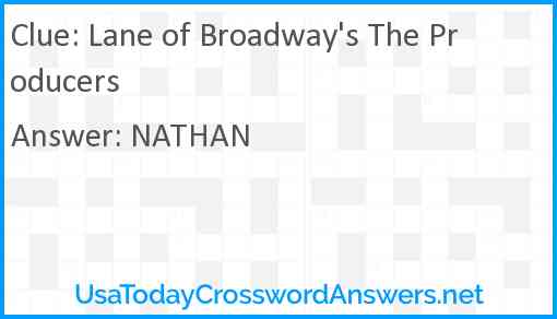 Lane of Broadway's The Producers Answer