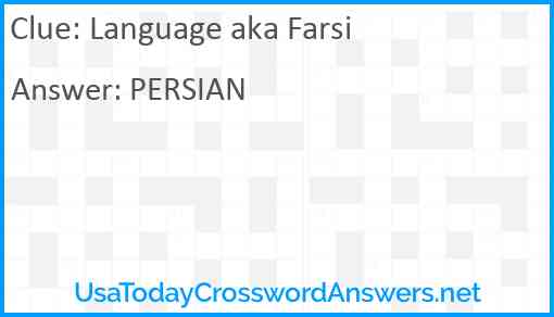 Language aka Farsi Answer