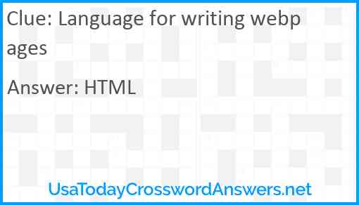 Language for writing webpages Answer