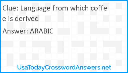 Language from which coffee is derived Answer