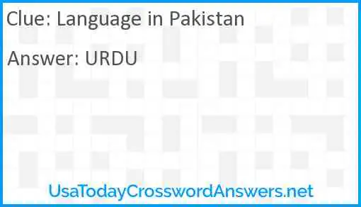Language in Pakistan Answer