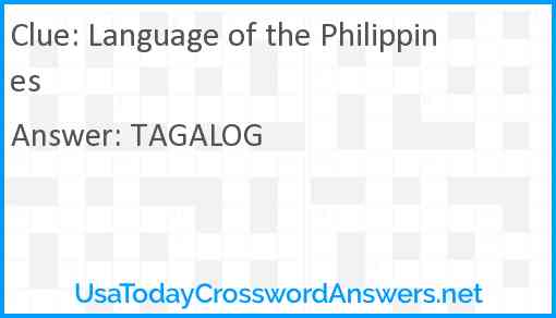Language of the Philippines Answer