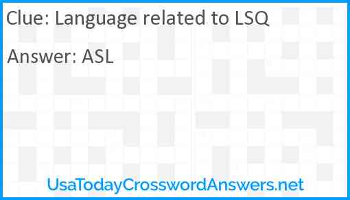 Language related to LSQ Answer