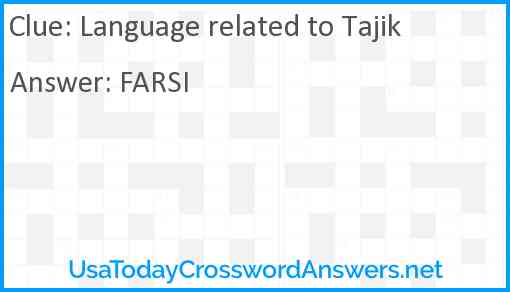 Language related to Tajik Answer