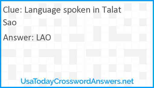 Language spoken in Talat Sao Answer