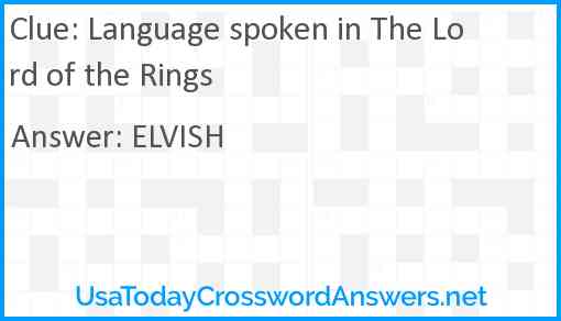 Language spoken in The Lord of the Rings Answer
