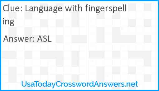 Language with fingerspelling Answer
