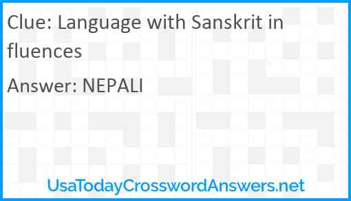 Language with Sanskrit influences Answer