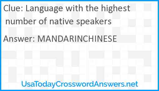 Language with the highest number of native speakers Answer