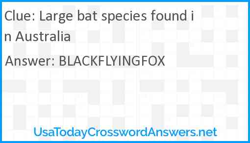 Large bat species found in Australia Answer