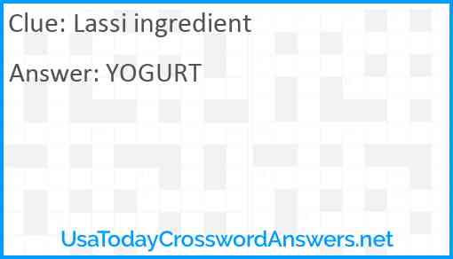 Lassi ingredient Answer