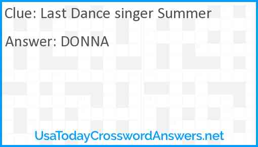 Last Dance singer Summer Answer