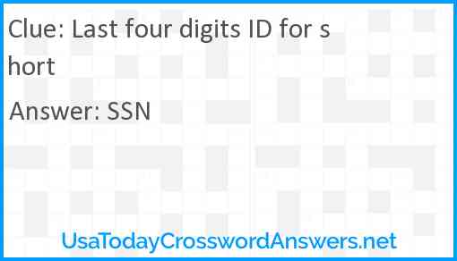 Last four digits ID for short Answer