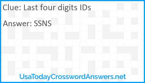 Last four digits IDs Answer