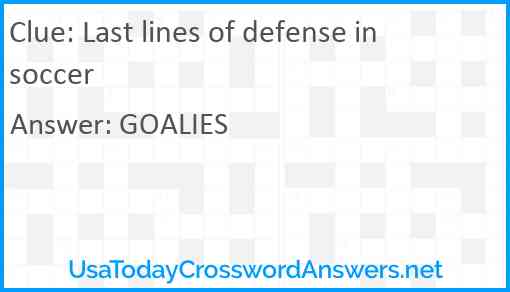 Last lines of defense in soccer Answer