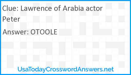 Lawrence of Arabia actor Peter Answer