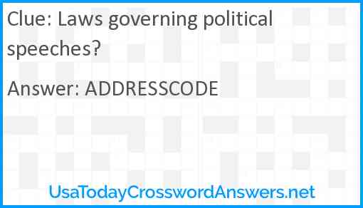Laws governing political speeches? Answer