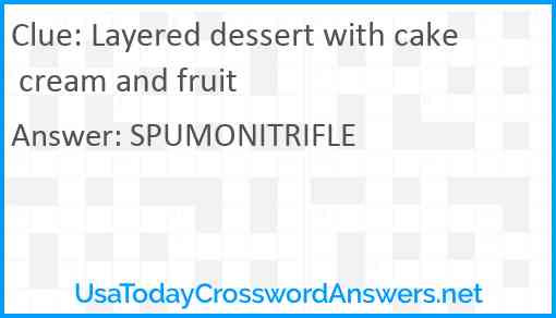 Layered dessert with cake cream and fruit Answer