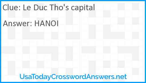 Le Duc Tho's capital Answer