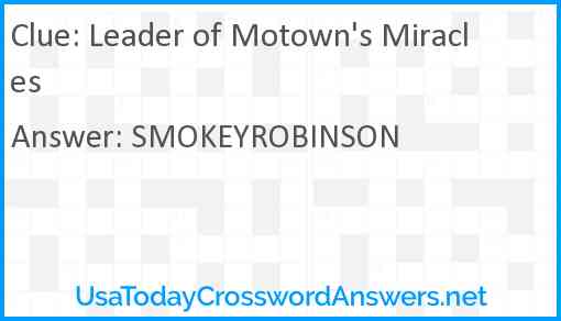 Leader of Motown's Miracles Answer