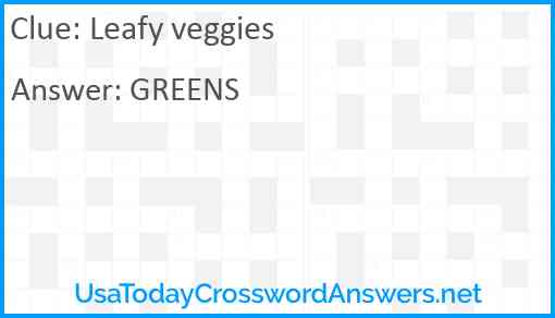 Leafy veggies Answer