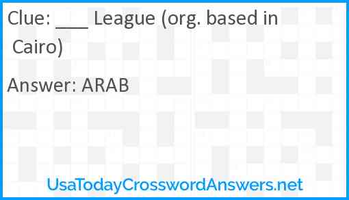 ___ League (org. based in Cairo) Answer