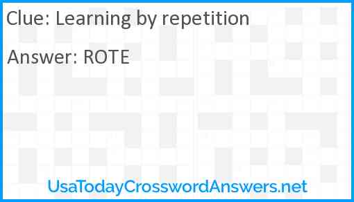 Learning by repetition Answer