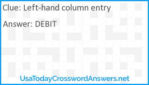 Left-hand column entry Answer