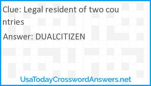 Legal resident of two countries Answer